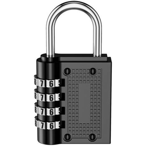 Lot de 2 cadenas à combinaison à 4 chiffres, en alliage d'aluminium, robustes et fiables, pour casiers de sport et d'école, noirs (1/4)