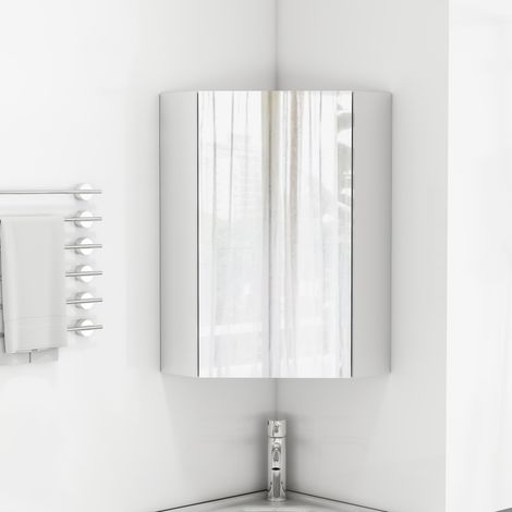 OKMYHOME Hängender Eck-Spiegelschrank fürs Bad mit 3 Spiegeln, Weiß (1/5)