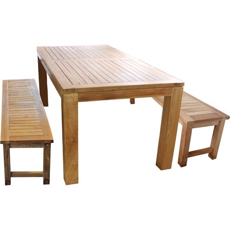 Teak Set für Terasse oder Esszimmer, 1xTH014 Tisch 180x90x75 + 2xBank NB41A-MTH029 (1/2)