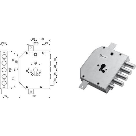 Serratura porta Blindata x Cilindro Europeo Dx 89.M830.D00Q MOTTURA