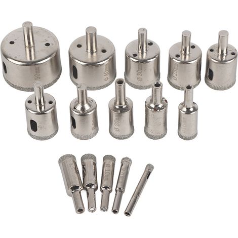 Lot de 15 forets diamantés pour percer verre, marbre, granit, pierre, céramique - Kit scie cloche 315g (1/5)