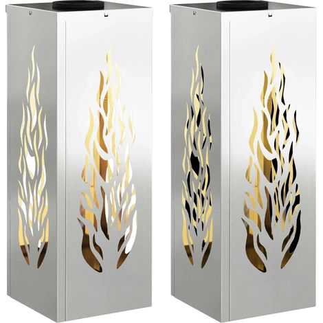 Set di 2 lampade da terra per vialetto LED solari automatiche dal design moderno per giardino e terrazzo 18 x 18 x 50 cm in acciaio ruggine 020052613