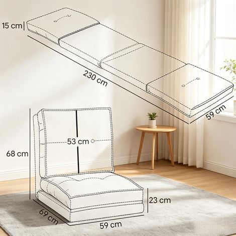 Fauteuil relax multifonctionnel convertible en siège et couchage, chaise longue pliante polyvalente, fauteuil inclinable flexible (lot d'1 pièce) (1/5)