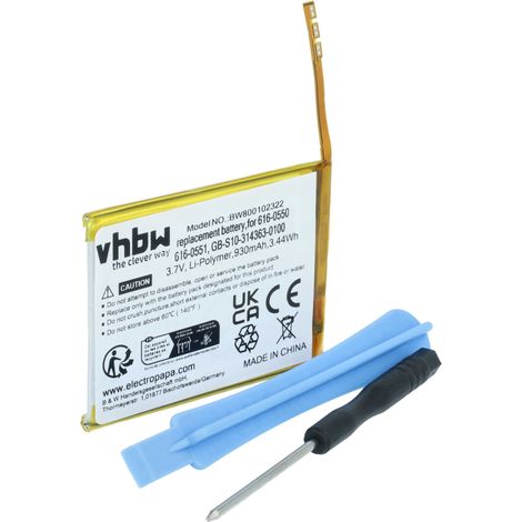 vhbw Batterie compatible avec Apple iPod Touch A1367, Generation 4, 4th Generation, 4G lecteur de musique MP3 (930mAh, 3,7V, Li-polymère) (1/4)