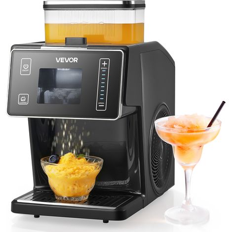 VEVOR Máquina de Hielo en Copos de Nieve, 20 kg/Día, con Cuchilla de Acero Inoxidable, con Tanque 0,8 L y Enfriamiento Rápido en 90 s, Ideal para Eventos Pequeños en Casa, 8 Velocidades, Negro (1/5)