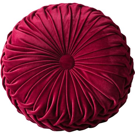 Coussin rond plissé en velours uni, motif citrouille, pour fauteuil ou canapé. Idéal pour la maison, le lit ou la voiture. Coussin de sol, 35 cm de diamètre.