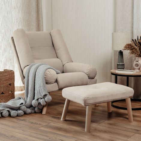 Relaxsessel Sessel ARIEL inkl. Hocker in Stoff Trinity Beige