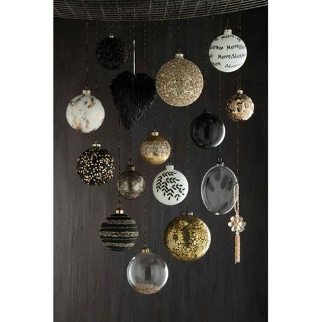 Lot de 4 Boules de Noël "Verre Épais" 10cm Noir (1/2)