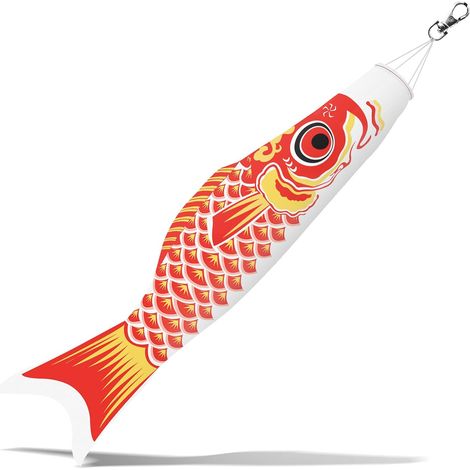 Drapeau Koi JeiibrZui - 66 cm - 1 pièce - Rouge - Sac à vent Koinobori traditionnel japonais pour la décoration de jardin et de balcon (1/5)