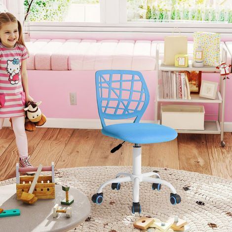 Chaise de Bureau pivotante à Hauteur réglable avec Petit Trou, pour Chambre d'enfant ou Salle d'étude, Bleu (1/4)