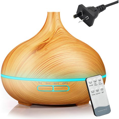 Diffuseur d'huiles essentielles à imitation bois, avec télécommande Bluetooth ultrasonique, pour la maison ou le bureau. Machine à oxygène pour l'eau. (1/5)