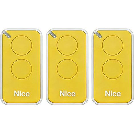Lot de 3 télécommandes pour Nice INTI2B 433.92MHz, 2 canal, pour systèmes d'automatisation de portails et de garages, couleur jaune