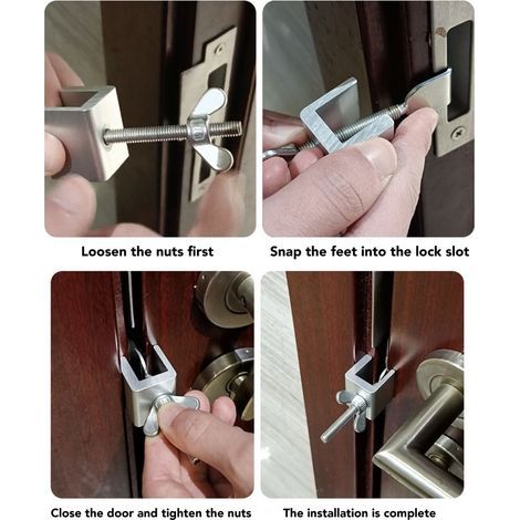 Bloqueur de Porte Portable Sécurité Adjustable Aluminium - Verrou de Sécurité pour Porte Anti Intrusion Hôtel Bureau Domicile (1/5)