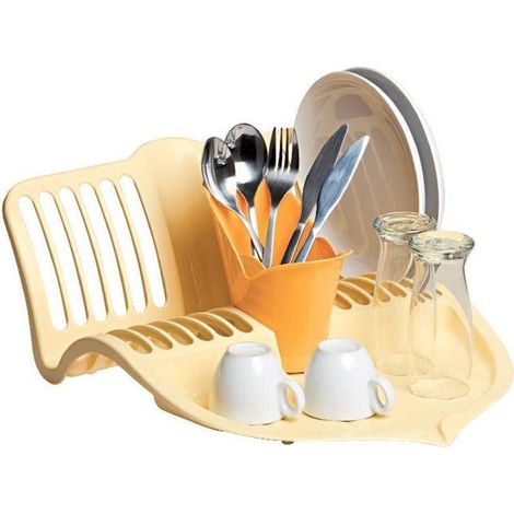 Égouttoir à vaisselle - L 35 cm x l 44 cm x H 15,5 cm - Jaune - Livraison gratuite