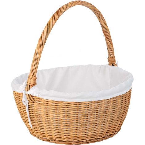 Cesta redonda de medula con forro marrón 34x34x16-37 (1/4)
