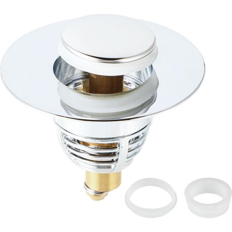 Bouchon Lavabo Universel Pop-Up, Ø 32-42mm Bonde De Lavabo avec Filtre Anti-Obstruction en Acier Inoxydable, Comprend 2 Joints d'Étanchéité, Convient pour Éviers de Cuisine et Baignoires (1/5)
