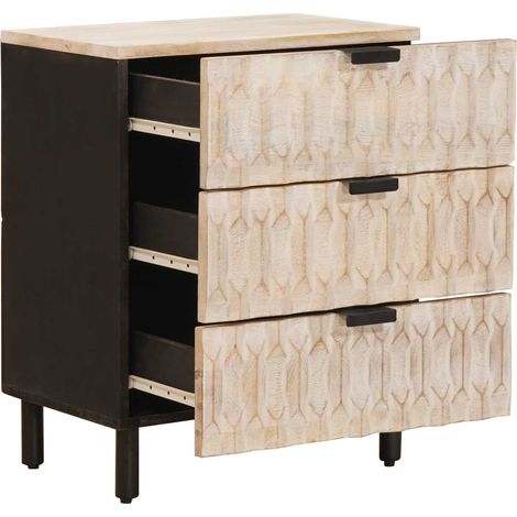 Cabinet de chevet Blanc 50 x 33 x 62 cm Bois de mangue massif (1/5)