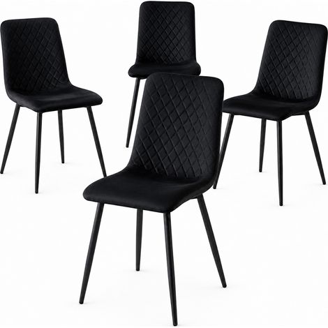 Set 4 Sedie Nero con Rivestimento in Velluto e Piedi Neri Seduta Ergonomica (1/5)