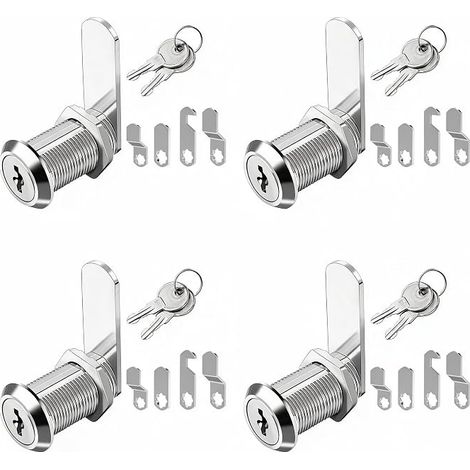 4 x Mailbox Locks, 16 mm Mailbox Lock with 5 Different Lock Plates and 2 Keys, Lever Locker, for Mailbox, Locker (1/5)