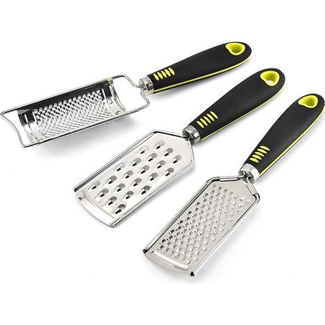 Rape manuelle 3 pièces en acier inoxydable pour fromage, noix de muscade, pommes de terre, gingembre et ail, ustensile de cuisine pour fruits et légumes. (1/5)