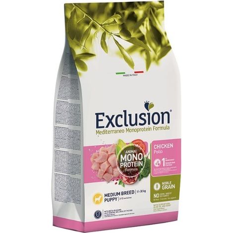 Exclusion Mediterraneo Noble Grain Cane Puppy Medium Pollo 12 kg