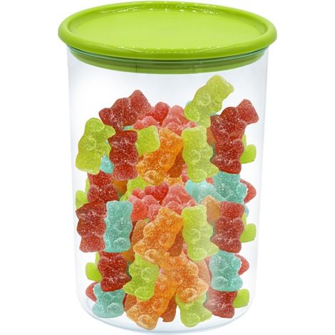 Barattolo in Plastica Barattolo per alimenti da 1000 ml Milleusi Trasparente Contenitore Multiuso Rotondo con Coperchio ermetico 1 Litro - Verde (1/4)