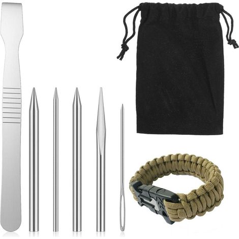 Paracord Nadel Set 6tlg. Edelstahl mit Glättungswerkzeug & Tasche