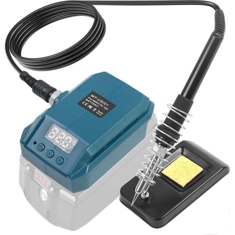 Ensemble de fer à souder sans fil, fer à souder sans fil avec éponge de nettoyage, fer à souder portable à température réglable (sans piles) (1/5)