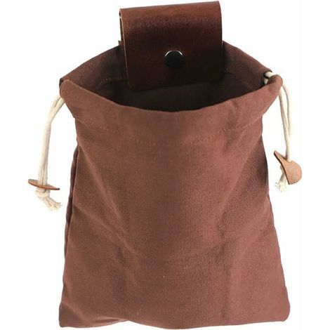 Pochette de Cueillette Pliable Sac de Cueillette des Fruits en Tissu Oxford Sac à Outils Robuste avec Couverture en Cuir pour Camping/Pique-Nique/Randonnée en Plein Air (Brun foncé)21.520cm (1/5)