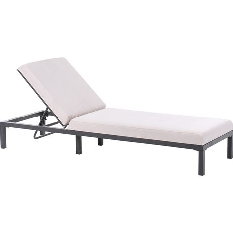 Tumbona de jardín moderna estructura de aluminio reclinable y acolchada beige claro Lariano (1/5)