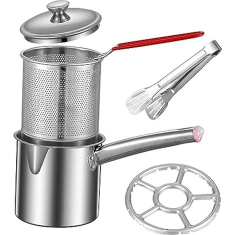 Panier à friture en acier inoxydable avec panier à filtre à, petite friteuse portable et robuste, de cuisson pour l'ébullition à la, Combiné 1,8L (1/2)