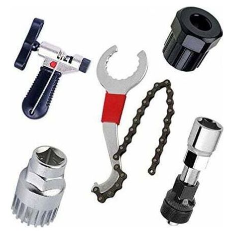 Kits de herramientas para reparación de bicicletas de montaña, soporte, piñón libre, herramienta para desmontar bielas, herramienta de mantenimiento y separador de cadena.