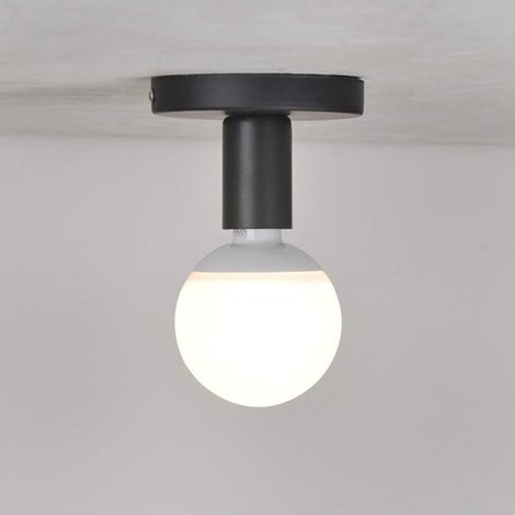 E27 Douille d'Ampoule en Métal - Support Base pour Lampe Murale Plafonnier - Bague Plafond pour Couloir, Chambre, Salle À Manger, Noir (1/5)