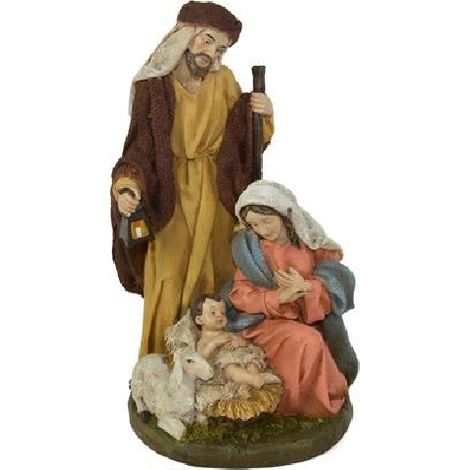 Presepe Natalizio Sacra Famiglia H25 Completo Gesù Giuseppe Maria idea regalo di natale Statua scenario rappresentativo del Natale