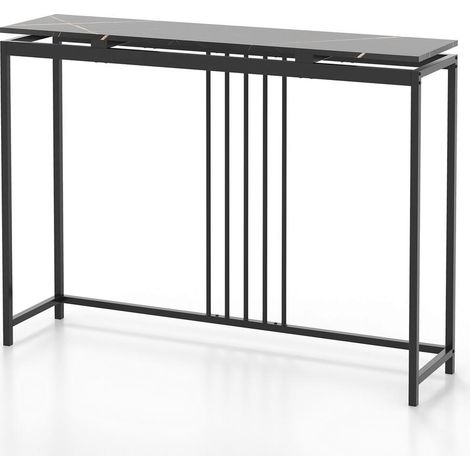 Pour Intérieur Moderne Meuble Facile à Monter Table Console Bout de Canapé Plateau Faux Marbre Acier Noir (1/5)