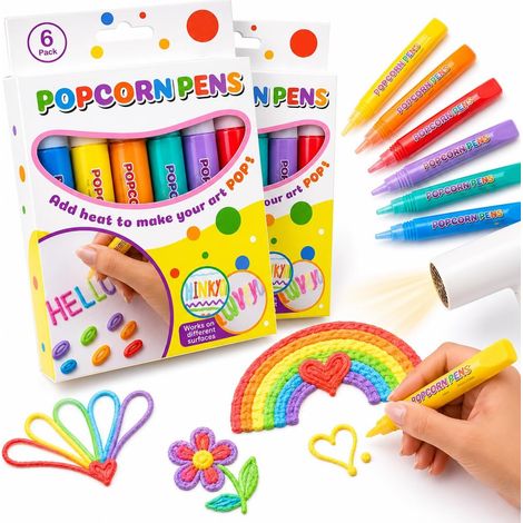 Popcorn Pens Lot de 2 stylos en relief 3D avec 12 stylos (1/5)