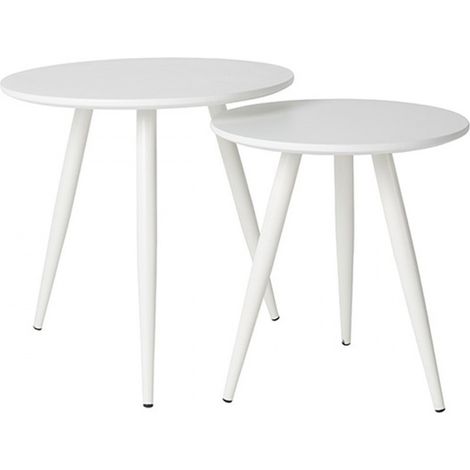 Table basse design, Set de deux tables d'appoint Daven Blanc en Wood, BOITE A DESIGN (1/5)