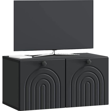 Maison Exclusive - Meuble TV mural Noir 59,5 x 31 x 30 cm Bois d'ingénierie
