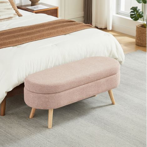 CHICFURN Banco con almacenaje 110x40x42 cm en terciopelo rosa para dormitorio y entrada (1/5)