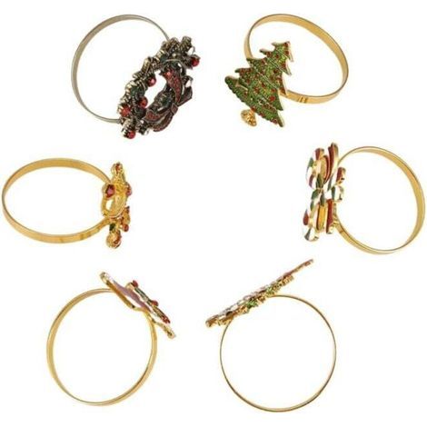6-teiliges Set Weihnachtsringe als Kranzhalter für Tischdekoration, Dinnerparty und Feiertage (1/4)