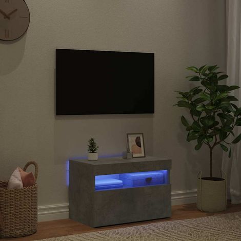 vidaXL Mueble de TV con luces LED gris hormigón 60x35x40 cm (1/5)