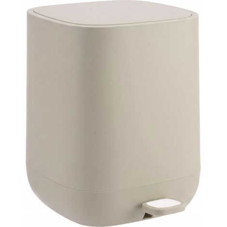 Relaxdays pedal waste bin, 9 litres, soft-close, removable inner bin, matt plastic, beige