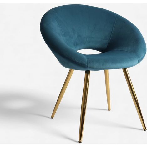 Sillón de terciopelo elegante con patas doradas Dolmen - Azul Marino