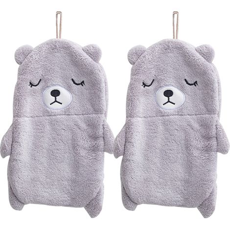 Serviettes de toilette pour enfants, ensemble de serviettes de bain mignonnes, serviette de nettoyage en microfibre avec boucles de suspension, séchage rapide et absorbante pour la maison et la cuisin (1/5)