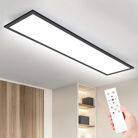 Plafonnier LED 120 cm noir – 40W – Éclairage 4400 lm – 4000K blanc neutre – Cuisine et bureau (1/5)