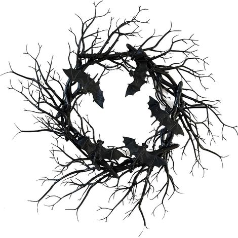 Couronne Halloween Branches Noires Signes Branche d'arbre Artificiels Couronne Halloween Chauve-souris Noire Pour Porte D'Entrée Porche Jardin Arrière-Cour Cour Patio Ferme Clôtur (1/5)