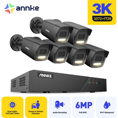 ANNKE 3K 8 Channel 6 Cameras PoE Security System, 30721728 Resolution,Built-in Microphone, Human & Vehicle Detection,IP67  - NO HDD (1/5)