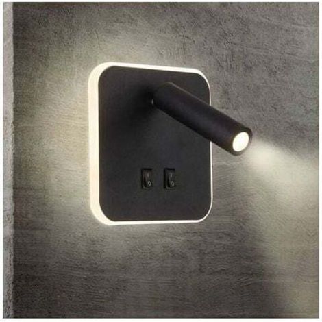 Lampe de chevet LED AIPERQ, applique murale d'intérieur pour hôtel, lampe de chevet, lampe murale de couloir avec interrupteur, noir, 13 W (carrée)