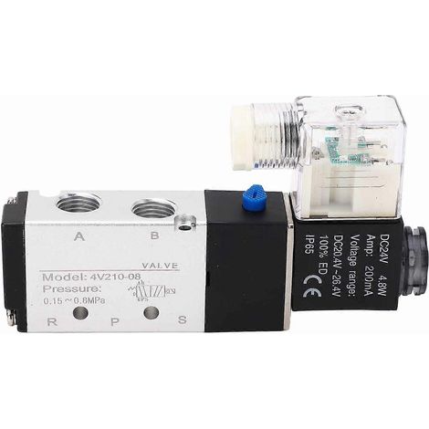 Électrovanne 4V210-08, 2 voies, 5 pôles, vanne de purge d'air comprimé pour système W automatique