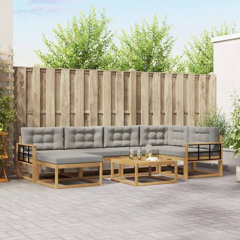 vidaXL Outdoor-Sofagarnitur 7 pcs Weiß und Hellgrau (1/5)